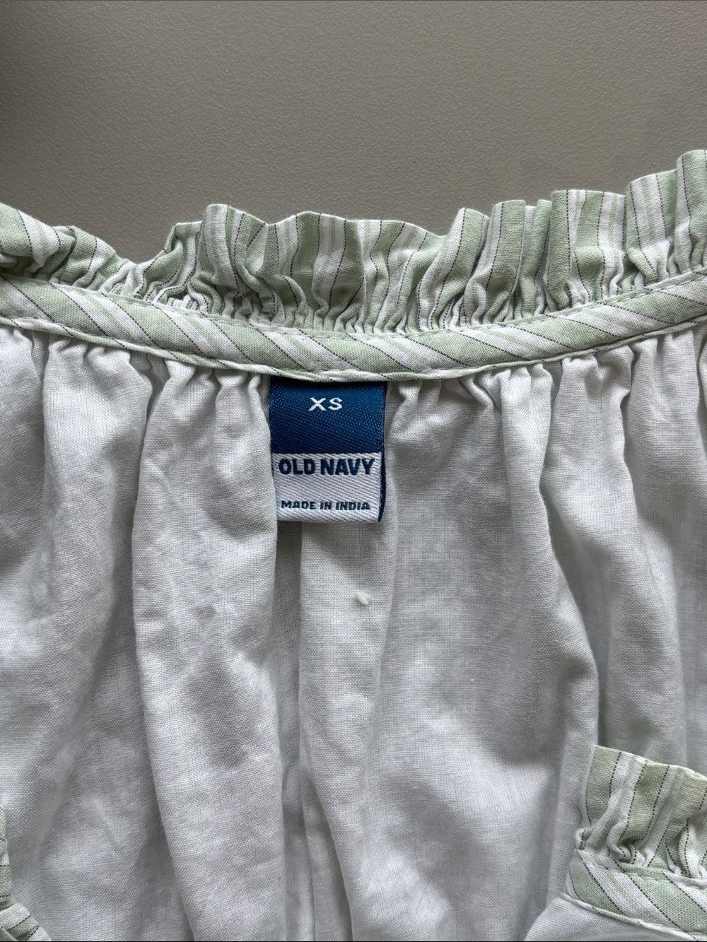 Old Navy Sage Green Striped Midi Dress with Ruffled Straps and Smocked Waist - Picture 8 of 15